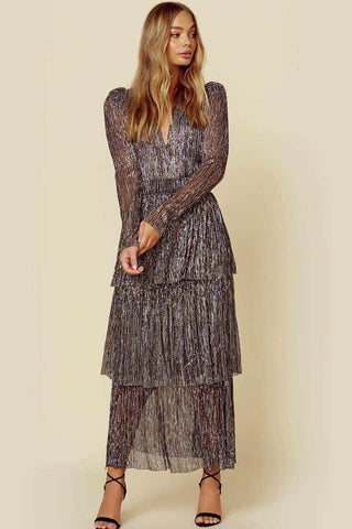 Fashionable long skirt, elegant commuting black printed high waist long skirt dress