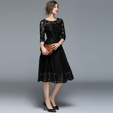 Spring Fashion England Style Luxury Elegant Slim Ladies Party Dress