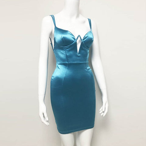 Robe mini d'été en satin pour femme, soutien-gorge rembourré, doubles bretelles, décolleté plongeant, découpe, robe sexy, robe moulante de fête orange