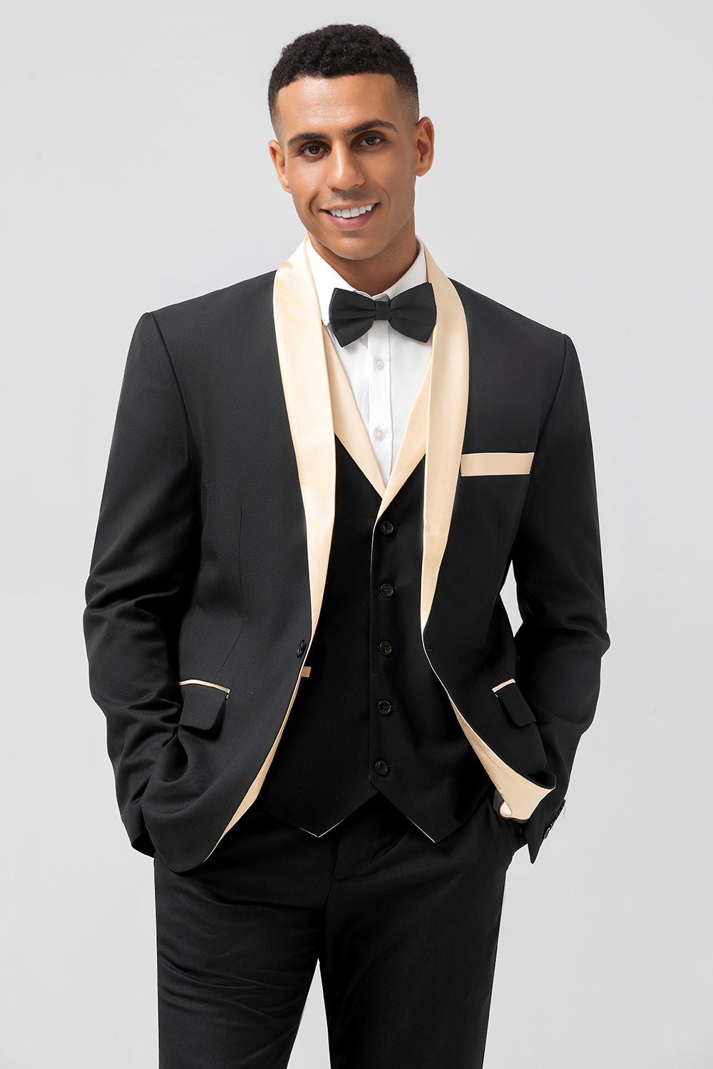 Black Shawl Lapel 3 Pieces Formal Prom Men's Suits