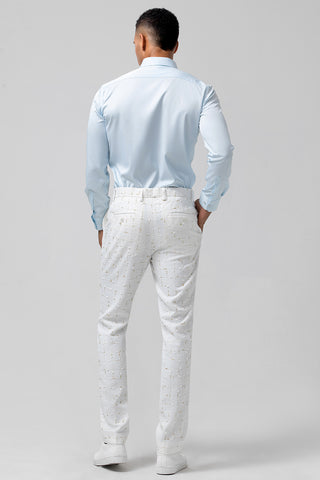 White Grid Peak Lapel Double Breasted 2 Pieces Formal Prom Men's Suits