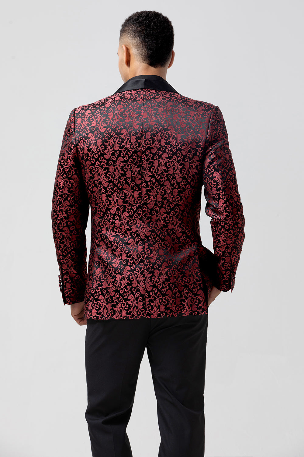Red Jacquard Shawl Lapel 2 Pieces Prom Men's Suits