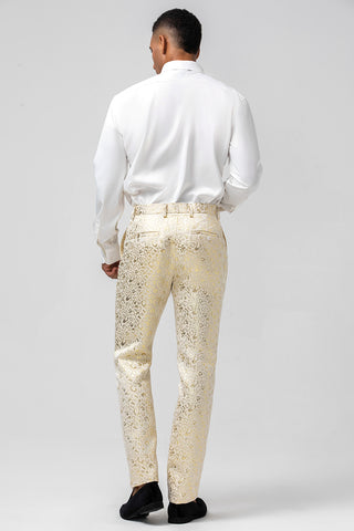 Champagne Shawl Lapel Jacquard 2 Pieces Prom Men's Suits