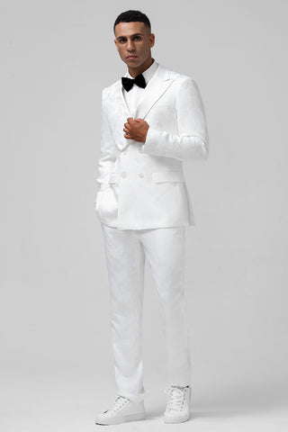 White Peak Lapel Double Breasted 2 Pieces Formal Men's Suits