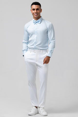 Light Blue Flower Printed Peak Lapel 2 Pieces Prom Men's Suits
