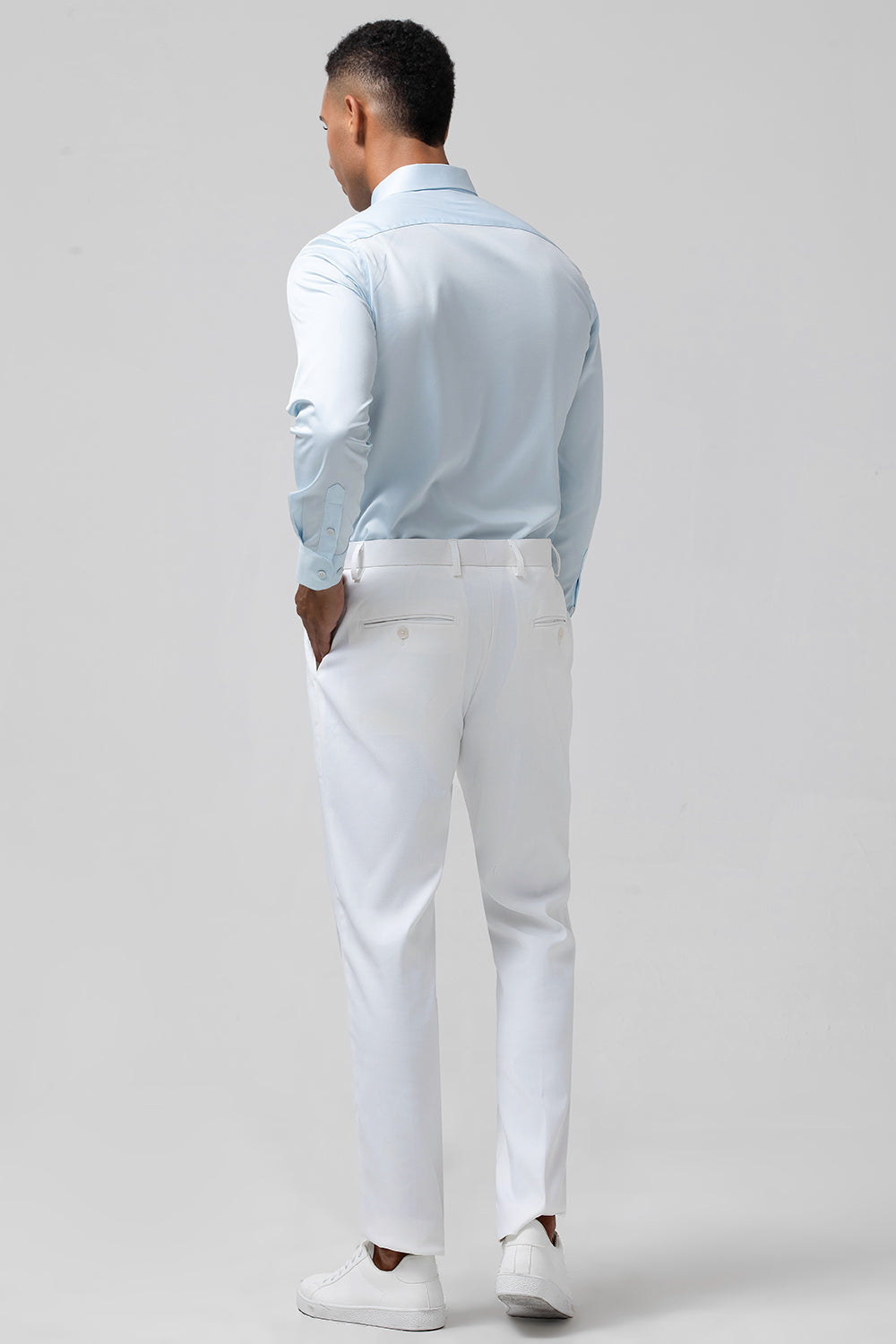 Light Blue Flower Printed Peak Lapel 2 Pieces Prom Men's Suits