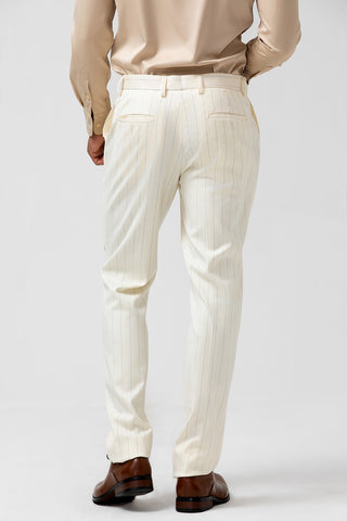 Ivory Peak Lapel Pinstripe 2 Pieces Formal Men's Suits