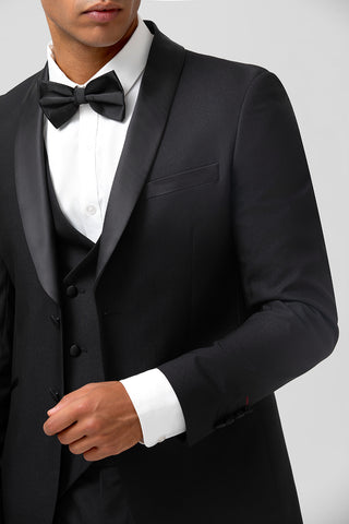 Black Shawl Lapel Slim Fit 3 Pieces Formal Prom Men's Suits
