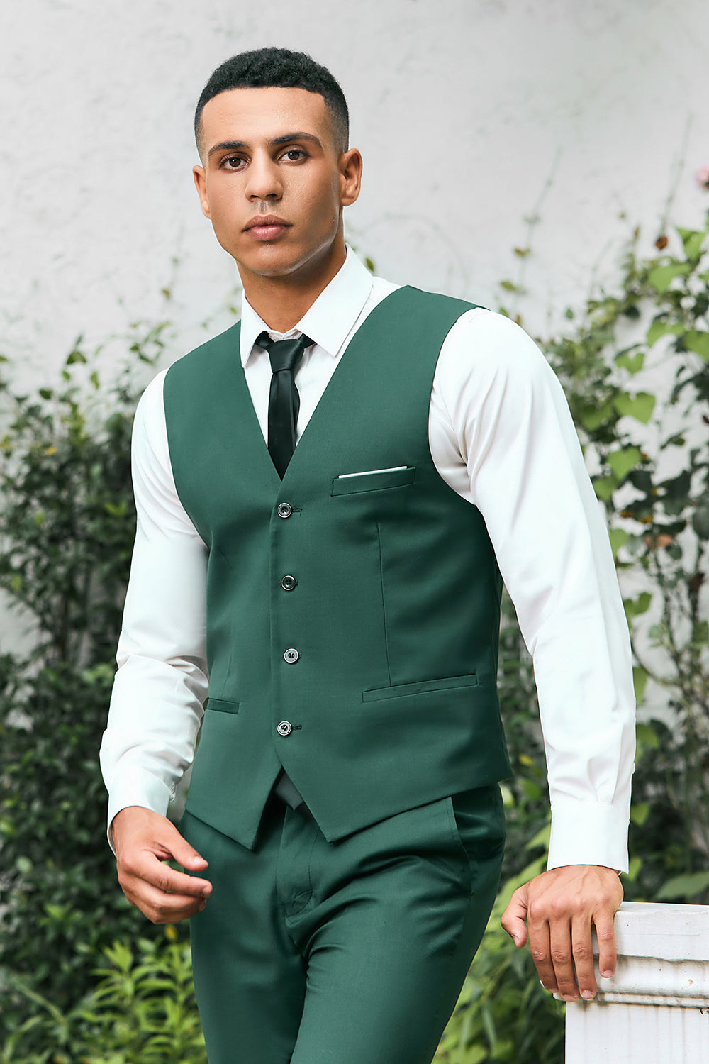 Dark Green Shawl Lapel One Button 3 Pieces Formal Prom Men's Suits
