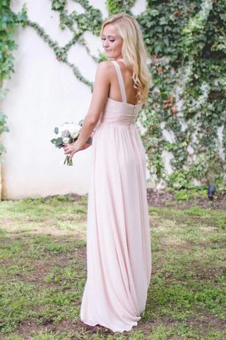 Chic Pink Chiffon A-line One Shoulder Floor Length Bridesmaid Dresses