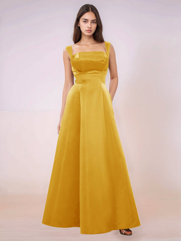 Elaborate Bow Back Satin Bridesmaid Dress With Pocket