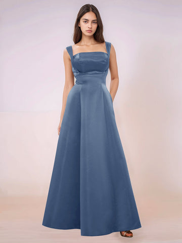 Elaborate Bow Back Satin Bridesmaid Dress With Pocket