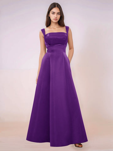 Elaborate Bow Back Satin Bridesmaid Dress With Pocket