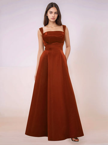 Elaborate Bow Back Satin Bridesmaid Dress With Pocket