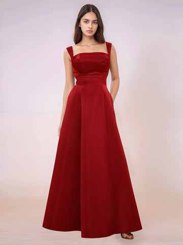 Elaborate Bow Back Satin Bridesmaid Dress With Pocket