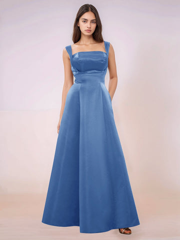 Elaborate Bow Back Satin Bridesmaid Dress With Pocket