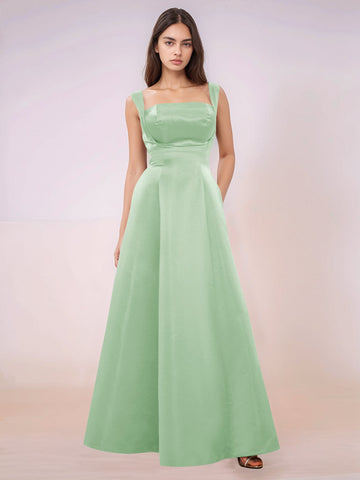 Elaborate Bow Back Satin Bridesmaid Dress With Pocket