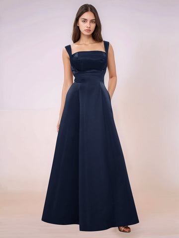 Elaborate Bow Back Satin Bridesmaid Dress With Pocket