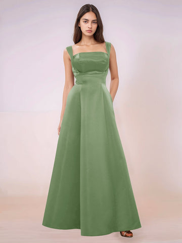 Elaborate Bow Back Satin Bridesmaid Dress With Pocket