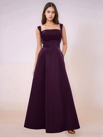Elaborate Bow Back Satin Bridesmaid Dress With Pocket