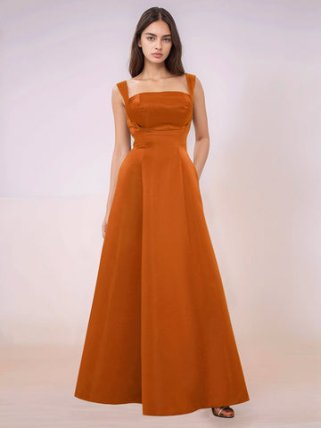 Elaborate Bow Back Satin Bridesmaid Dress With Pocket