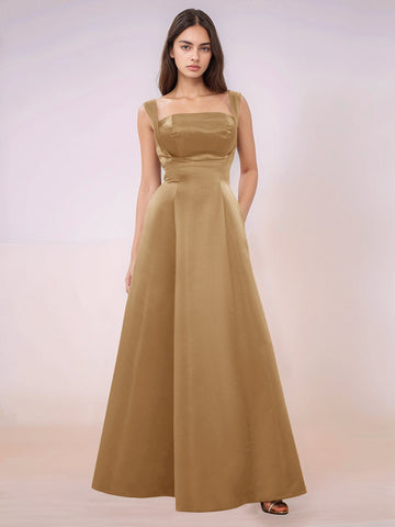Elaborate Bow Back Satin Bridesmaid Dress With Pocket