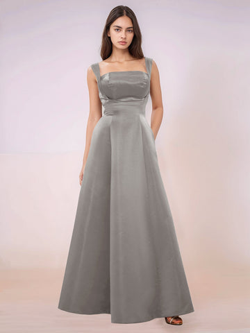 Elaborate Bow Back Satin Bridesmaid Dress With Pocket