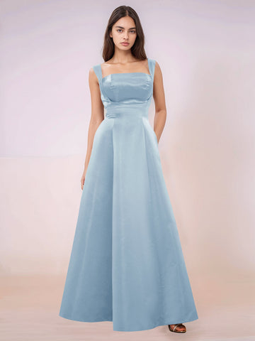Elaborate Bow Back Satin Bridesmaid Dress With Pocket