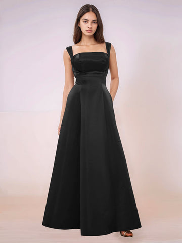 Elaborate Bow Back Satin Bridesmaid Dress With Pocket
