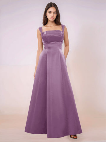 Elaborate Bow Back Satin Bridesmaid Dress With Pocket