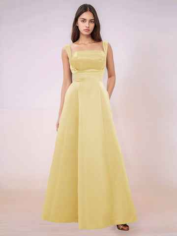 Elaborate Bow Back Satin Bridesmaid Dress With Pocket