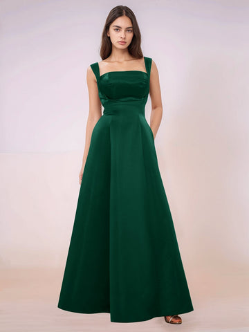 Elaborate Bow Back Satin Bridesmaid Dress With Pocket