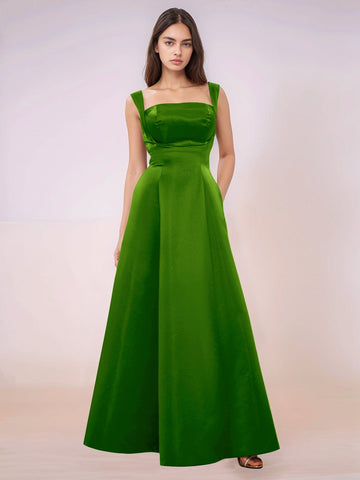 Elaborate Bow Back Satin Bridesmaid Dress With Pocket
