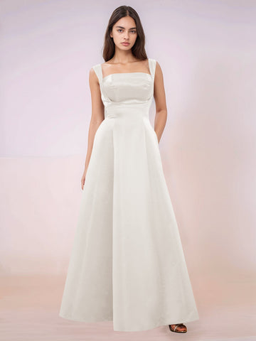 Elaborate Bow Back Satin Bridesmaid Dress With Pocket
