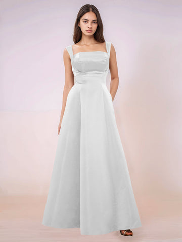 Elaborate Bow Back Satin Bridesmaid Dress With Pocket