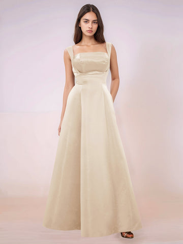 Elaborate Bow Back Satin Bridesmaid Dress With Pocket