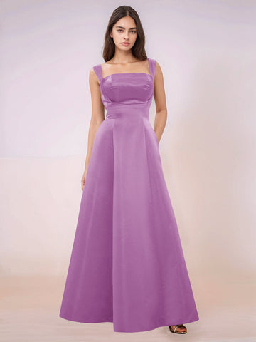 Elaborate Bow Back Satin Bridesmaid Dress With Pocket