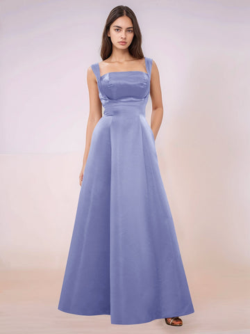 Elaborate Bow Back Satin Bridesmaid Dress With Pocket