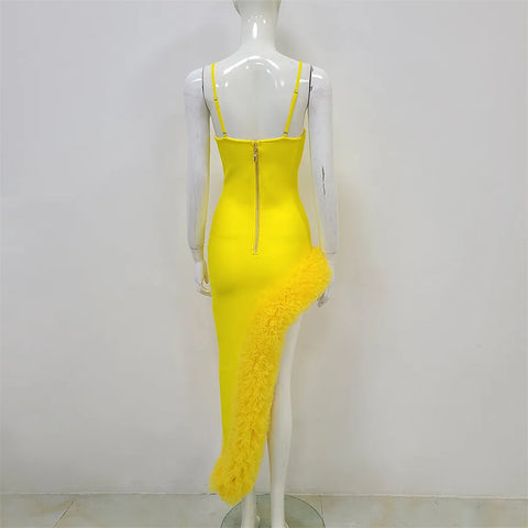 Women Spaghetti Strap Bandage Dress 2023 New Sexy Pacthwork Clothes Club Party Celebrity Elegant Dresses
