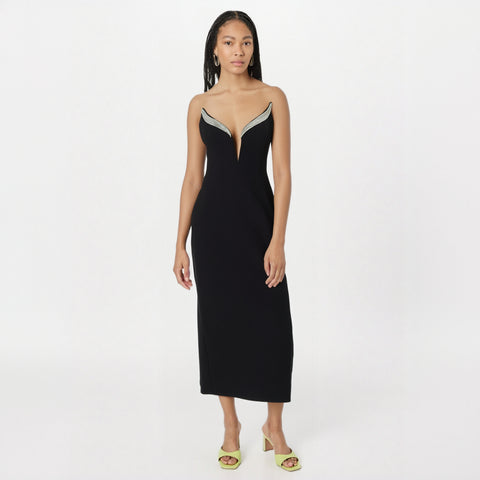 Robe longue moulante à bretelles et dos nu pour femme, tenue de soirée élégante, automne