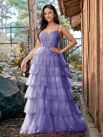Embroidery Floral Sheer Ball Gown Prom Dress With Ruffle