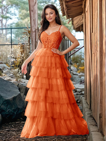 Embroidery Floral Sheer Ball Gown Prom Dress With Ruffle