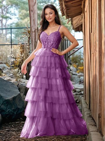 Embroidery Floral Sheer Ball Gown Prom Dress With Ruffle