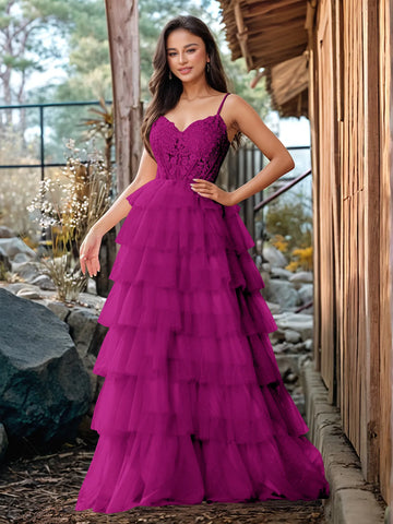 Embroidery Floral Sheer Ball Gown Prom Dress With Ruffle