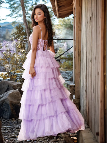 Embroidery Floral Sheer Ball Gown Prom Dress With Ruffle