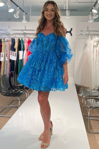 A-Linie Sweetheart Pailletten Spitze Homecoming Kleid