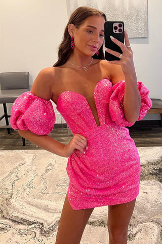 Figurbetontes Homecoming-Kleid mit Herzausschnitt und Pailletten