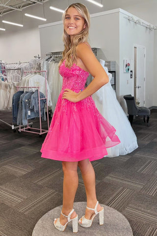 A-Linie Spaghettiträger Pailletten Tüll Homecoming Kleid