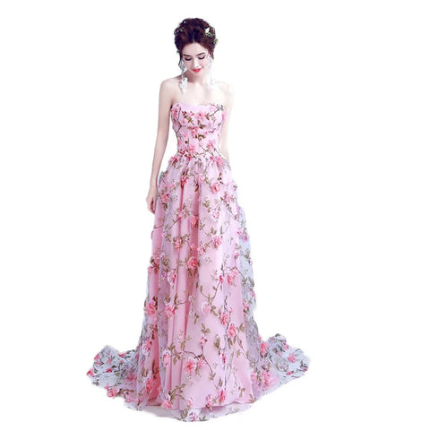 Abendkleid Herbst neue Bohnen rosa Tube Top Braut Hochzeit Bankett Jahrestagung Abendkleid 