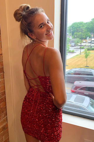 Kurzes, figurbetontes Homecoming-Kleid mit Pailletten